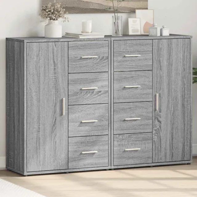 vidaXL Dressoirs 2 st 60x31x84 cm bewerkt hout grijs sonoma eikenkleur