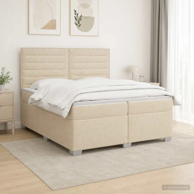 vidaXL Boxspringbed met matras Crèmekleurig 200 x 200 cm Stof