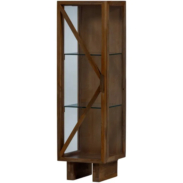 WOOOD Kella 1-deurs vitrinekast naturel brown