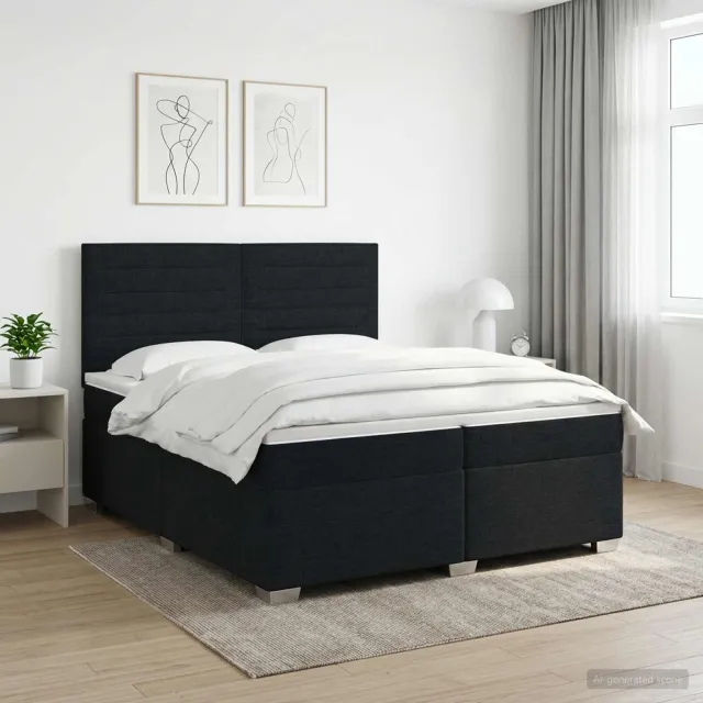 vidaXL Boxspringbed met matras met hoofdeinde Zwart 200 x 200 cm Stof
