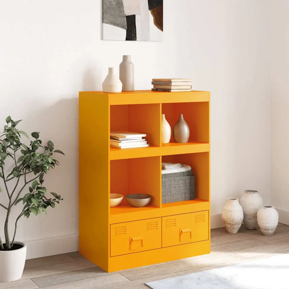 vidaXL Hoge kast 67x39x95 cm staal mosterdgeel, foto 3