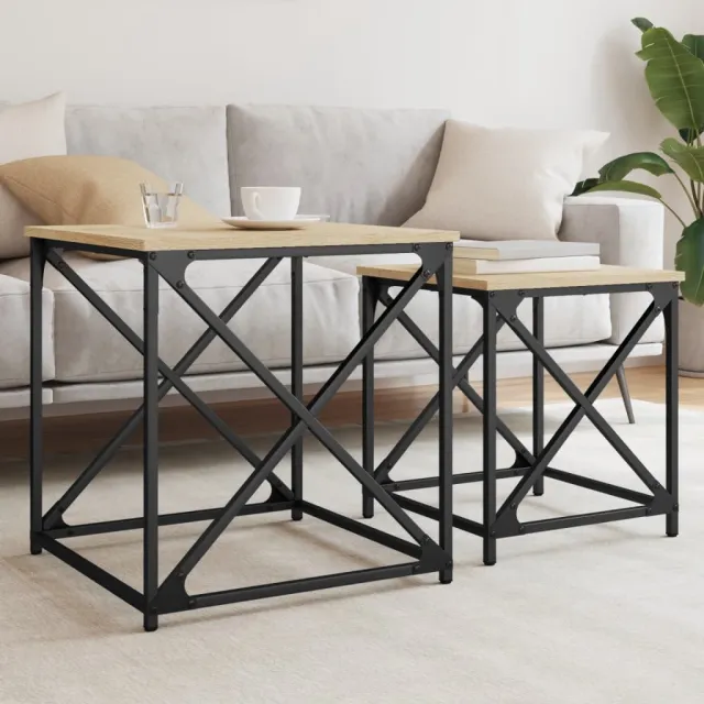 vidaXL 2-delige Tafeltjesset bewerkt hout sonoma eikenkleurig, foto 2