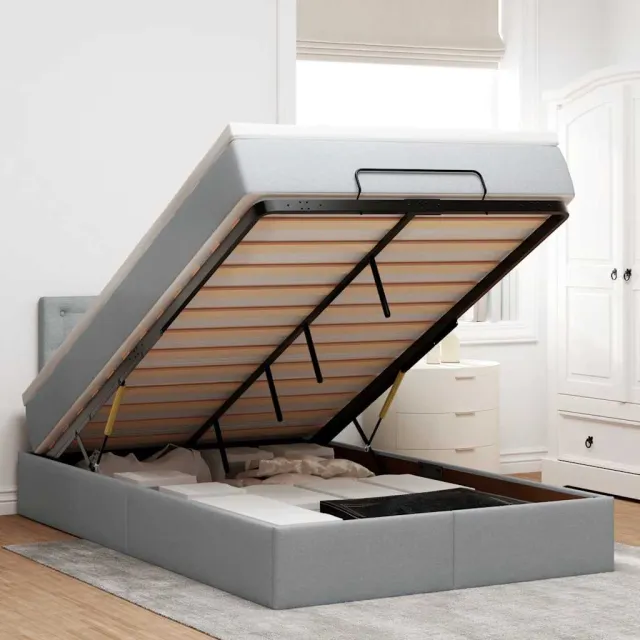 vidaXL Ottoman bed met matras en LED's 120x190 cm stof lichtgrijs