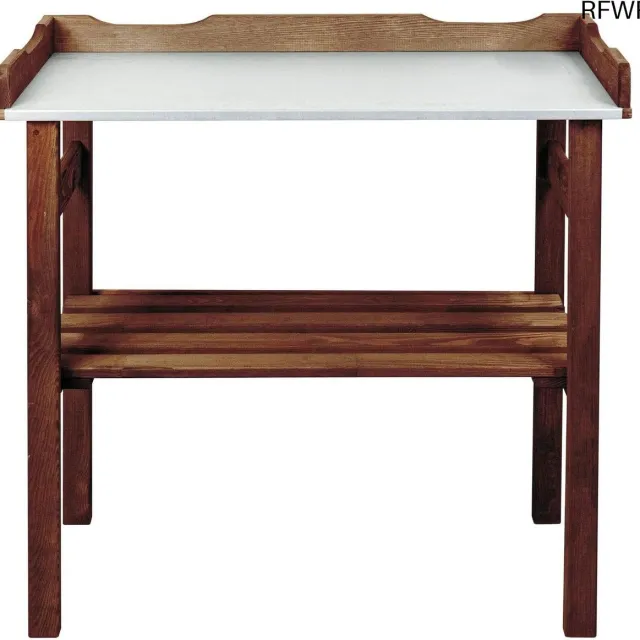 RFWR Plantentafel met verzinkt werkblad - Donkerbruin Grenenhout - 78 x 38 x 82 cm - Voor Tuin, Balkon en Terras