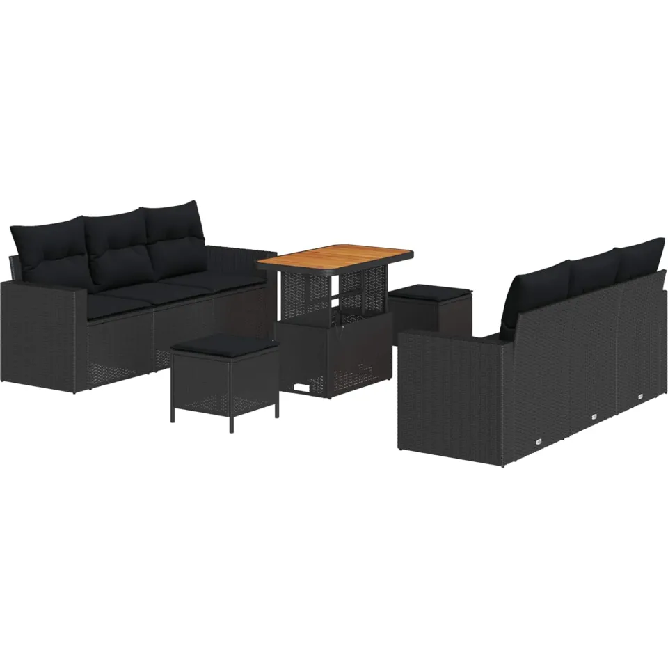 vidaXL Tuin Sofa Set 9 st Zwart poly rattan