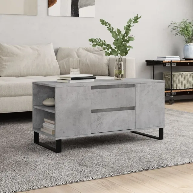 vidaXL Salontafel 102x44,5x50 cm bewerkt hout betongrijs grijs, foto 2