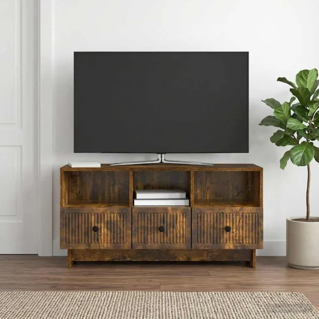 vidaXL TV-kast met lade Gerookt eiken 102 x 34,5 x 50 cm Bewerkt hout, foto 2