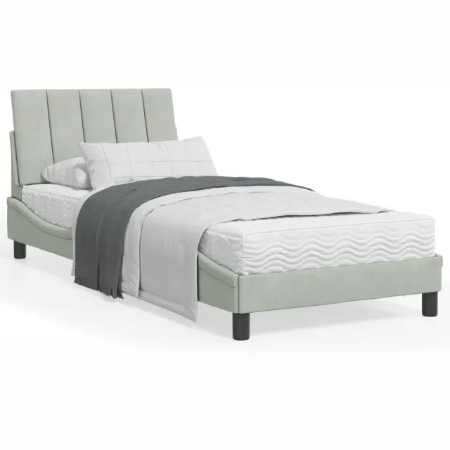 vidaXL Bed met matras "Hanko" fluweel lichtgrijs 90x200 cm