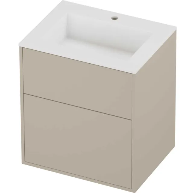 Proline Aristo Badmeubelset Polystone Elegant In Kader 60x46x67 cm Mat White Soft Linen Beige