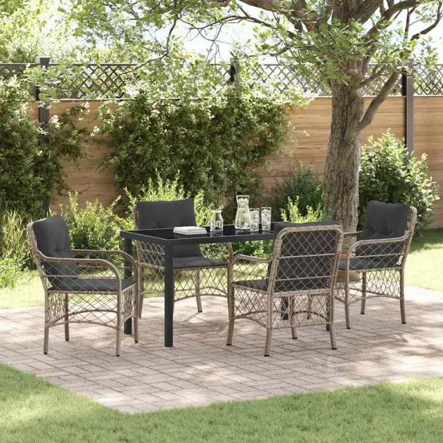 vidaXL Tuin eettafelset 5 st Lichtgrijs poly rattan