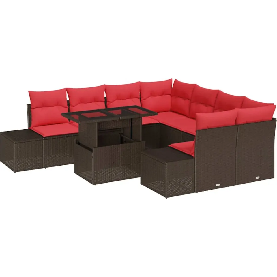vidaXL Tuin Sofa Set 9 st Bruin poly rattan