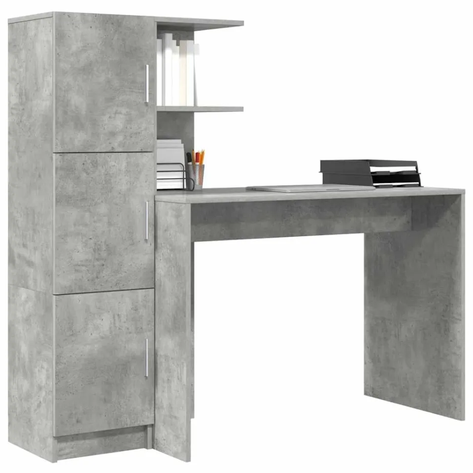 vidaXL Bureau Beton Grijs 133.5 x 50 x 124 cm 2 st