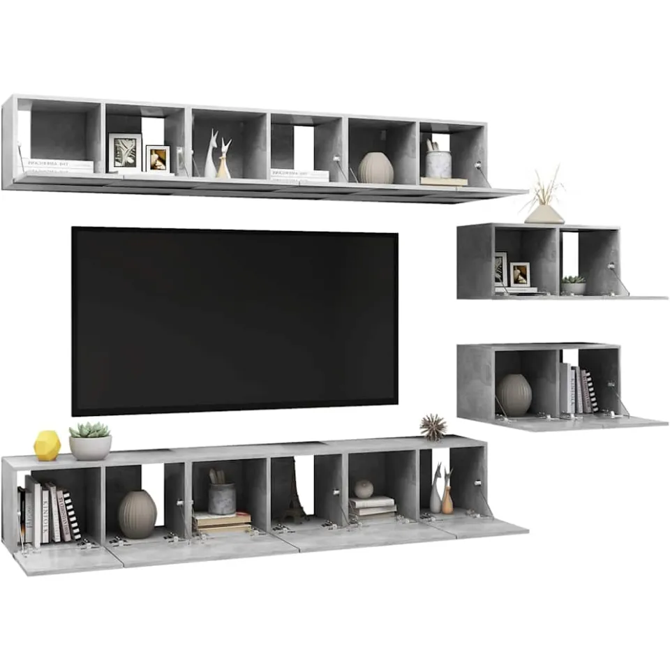 vidaXL Tv-meubelen 8 st bewerkt hout betongrijs grijs, foto 4