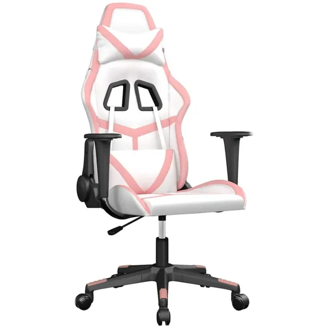 vidaXL Gamestoel - kunstleer - wit - en - roze