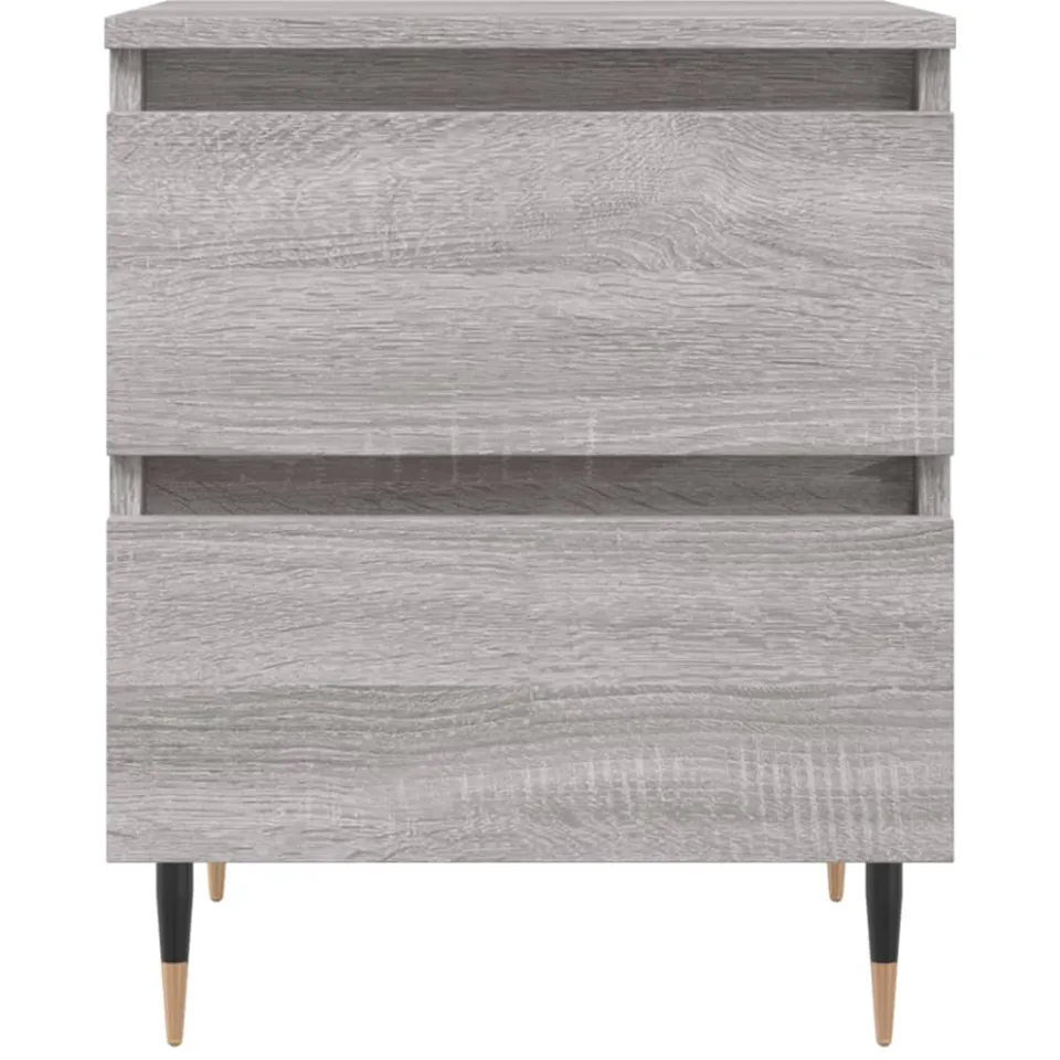 vidaXL Nachtkastje 40x35x50 cm bewerkt hout grijs sonoma eikenkleurig, foto 4