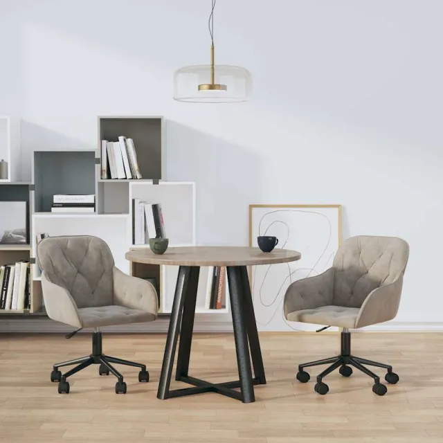 vidaXL Eetkamerstoelen draaibaar 2 st fluweel lichtgrijs grijs, foto 2