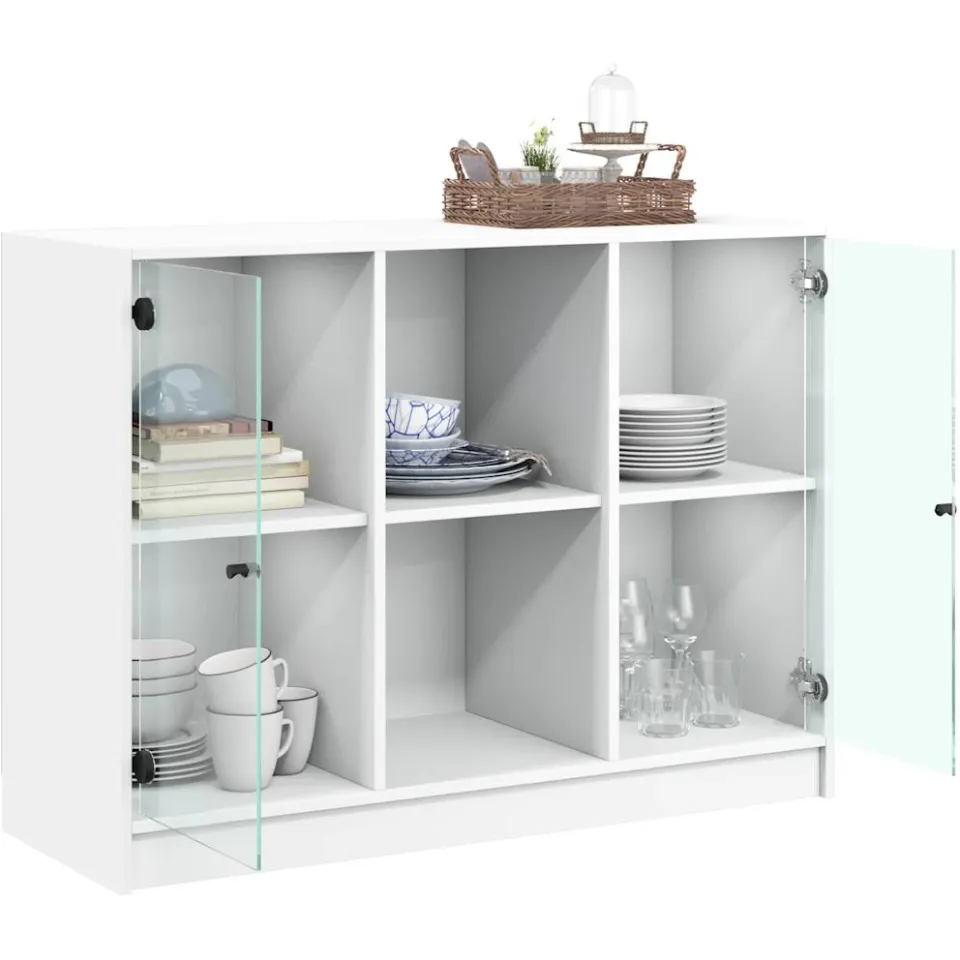 vidaXL Dressoir 102x37x75,5 cm bewerkt hout wit, foto 3