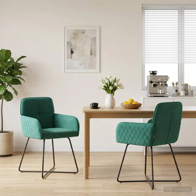 vidaXL Eettafelstoelen 2 st fluweel Turquoise 59 x 56,5 x 86 cm, foto 2