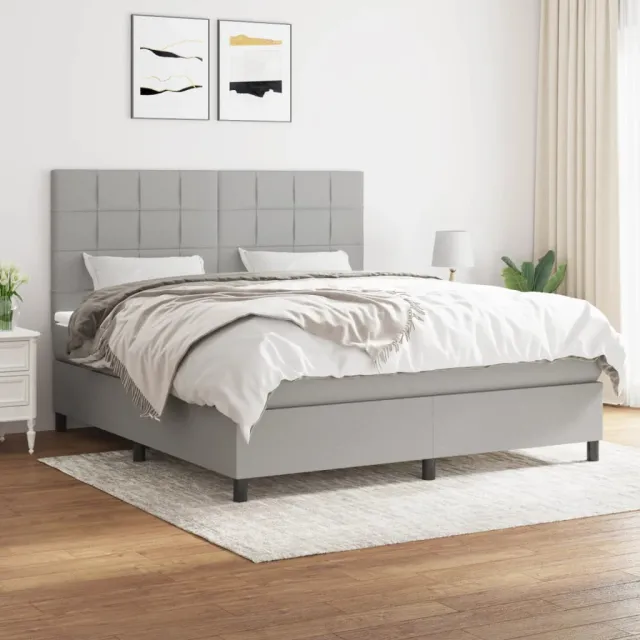 vidaXL Boxspring met matras stof lichtgrijs 160x200 cm grijs