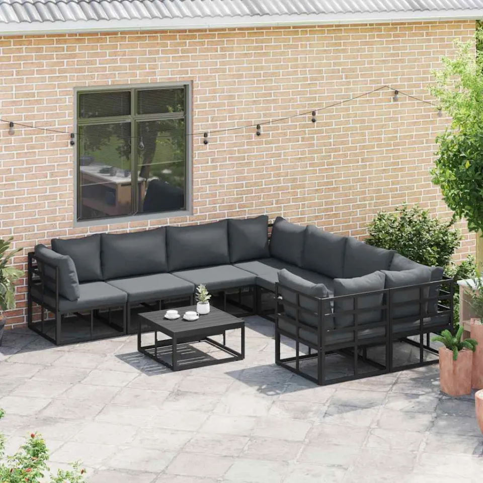 vidaXL Tuinbankenset 8 st Zwart Staal, foto 3