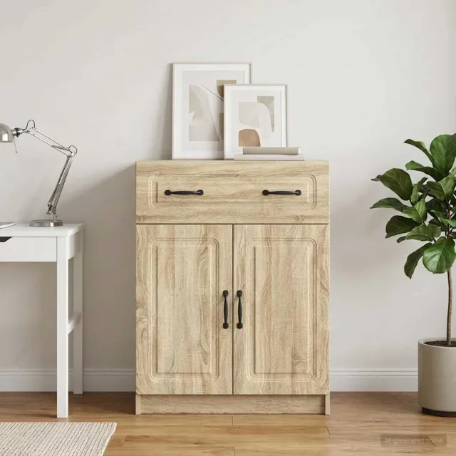 vidaXL Dressoir met lade Sonoma Eiken 66 x 34,5 x 87 cm Bewerkt hout Bruin