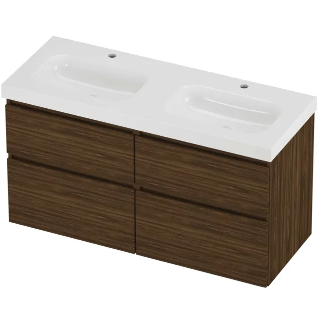 Proline Haga Badmeubelset Polystone Mezza 4 Laden 120x46x66 cm Glans Wit Cabana Oak Eiken
