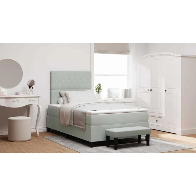 vidaXL Boxspring bed met hoofdeinde Lichtgrijs 200 x 120 cm Fluweel