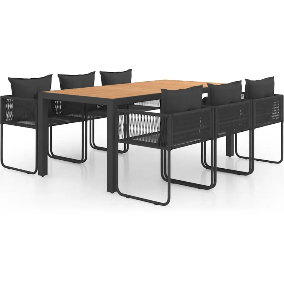 vidaXL 7-delige Tuinset PVC-rattan zwart en bruin