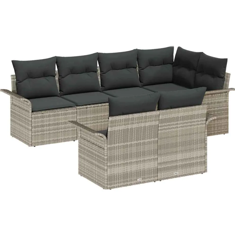 vidaXL Tuin Sofa Set 7 st Lichtgrijs poly rattan