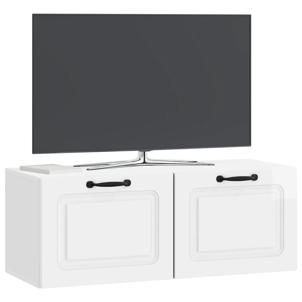 vidaXL Wandbeugel TV-kast Hoogglans Wit 78,5 x 31 x 30 cm Bewerkt hout