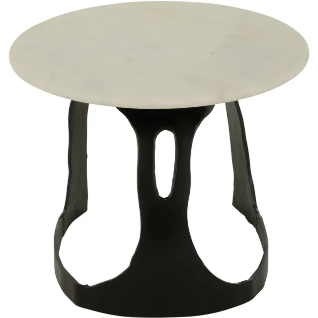 J-Line bijzettafel - aluminium/steen - zwart/wit - small Wit - Zwart
