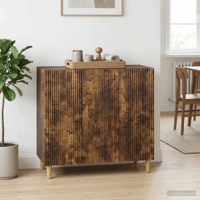 vidaXL Dressoir Gerookt eiken 89 x 34,5 x 80 cm Bewerkt hout