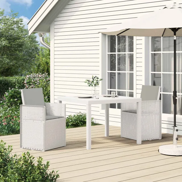 vidaXL Tuin eettafelset 3 st Wit en Lichtgrijs PP