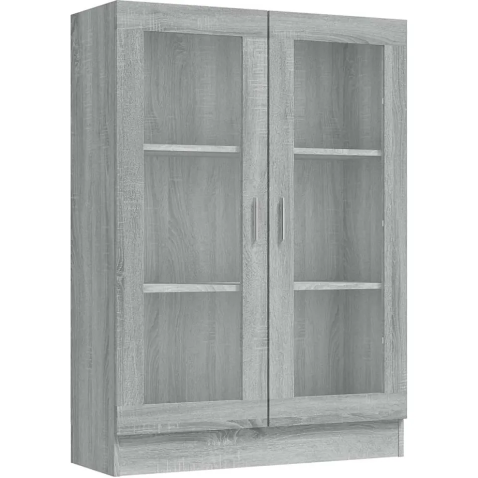 vidaXL Vitrinekast 82,5x30,5x115 cm bewerkt hout grijs sonoma eiken, foto 3