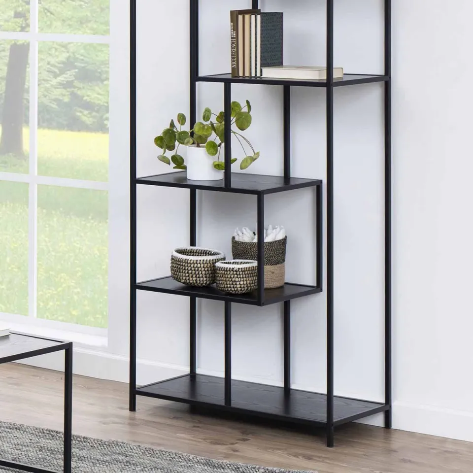 Lisomme Vic houten boekenkast zwart - 77 x 185 cm, foto 3