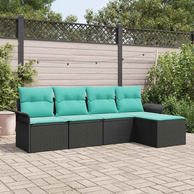 vidaXL Tuin Sofa Set 5 st Zwart poly rattan, foto 2