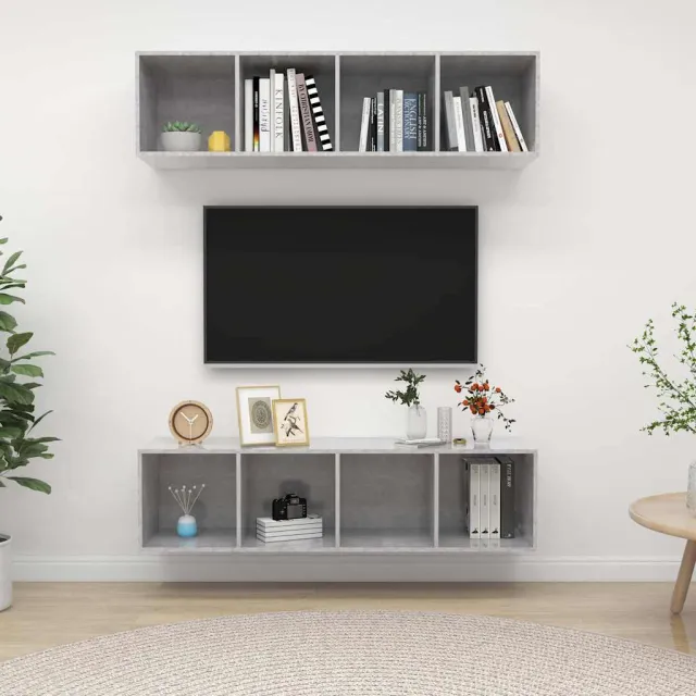 vidaXL Tv-wandmeubelen 2 st bewerkt hout betongrijs grijs, foto 2