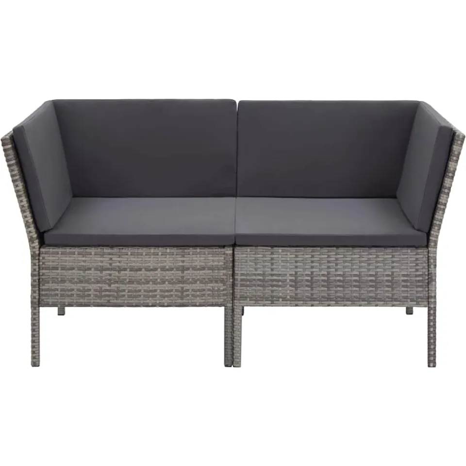 vidaXL 6-delige Loungeset met kussens poly rattan grijs, foto 4