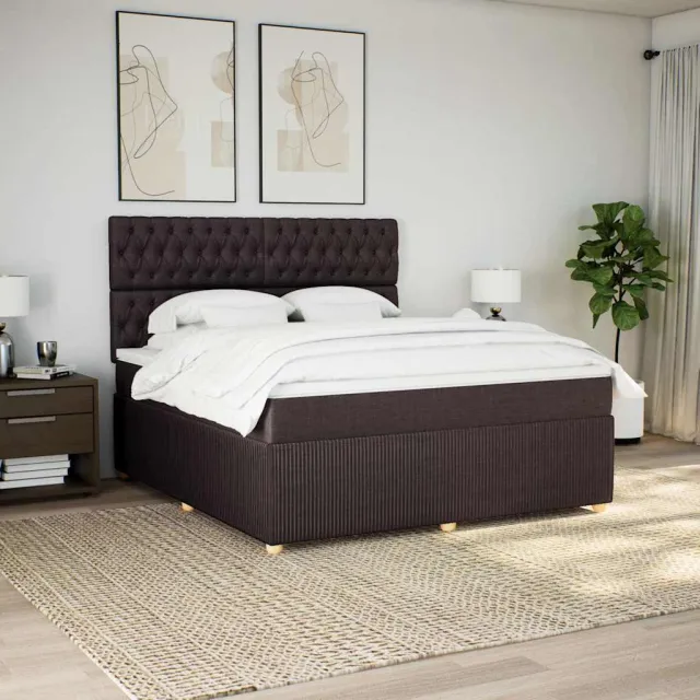 vidaXL Boxspring met matras stof donkerbruin 180x200 cm bruin