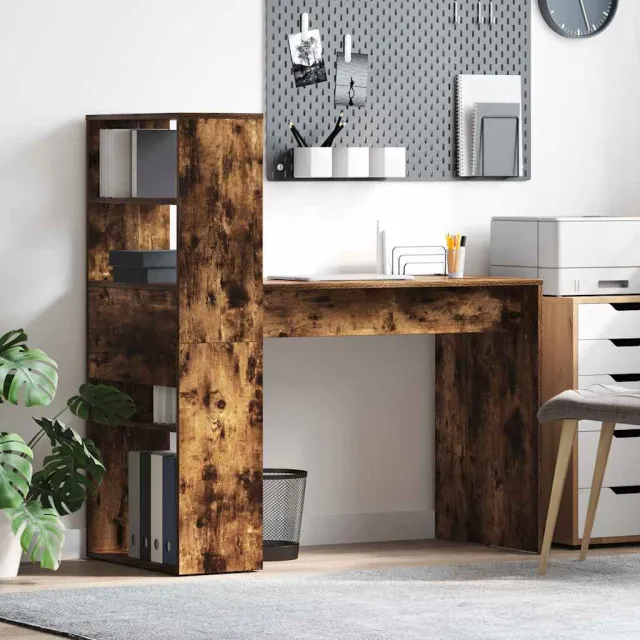 vidaXL Bureau Gerookt eiken 113 x 54 x 120 cm Bewerkt hout Bruin