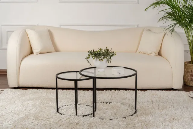 Skye Decor Salontafel set van 2 - Zwart en Grijs - Ronde Salontafel - 62 cm - Salontafelset