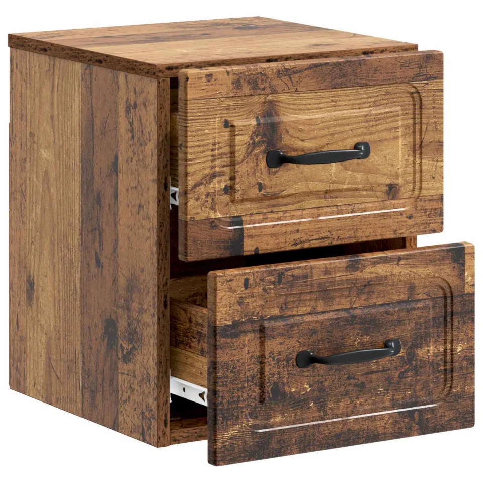 vidaXL Wandbeugel Bedkast Oud hout 34,5 x 33 x 40 cm Bewerkt hout bruin, foto 3