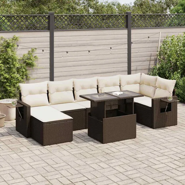 vidaXL 8-delige Loungeset met kussens poly rattan bruin, foto 2