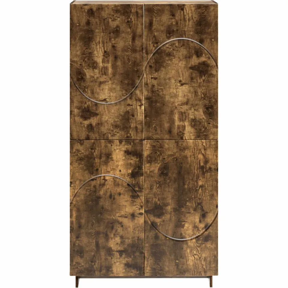 vidaXL Hoge kast Gerookt eiken 79 x 41 x 151 cm Bewerkt hout, foto 4