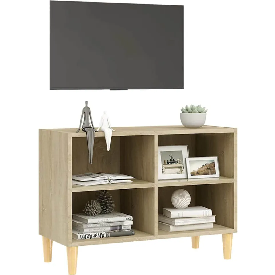 vidaXL Tv-meubel met houten poten 69,5x30x50 cm sonoma eikenkleurig, foto 3