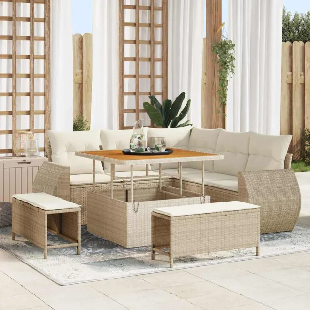 vidaXL Tuinbankenset 8 st Beige poly rattan, foto 2