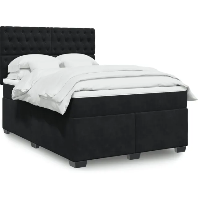 vidaXL Boxspring met matras fluweel zwart 160x200 cm