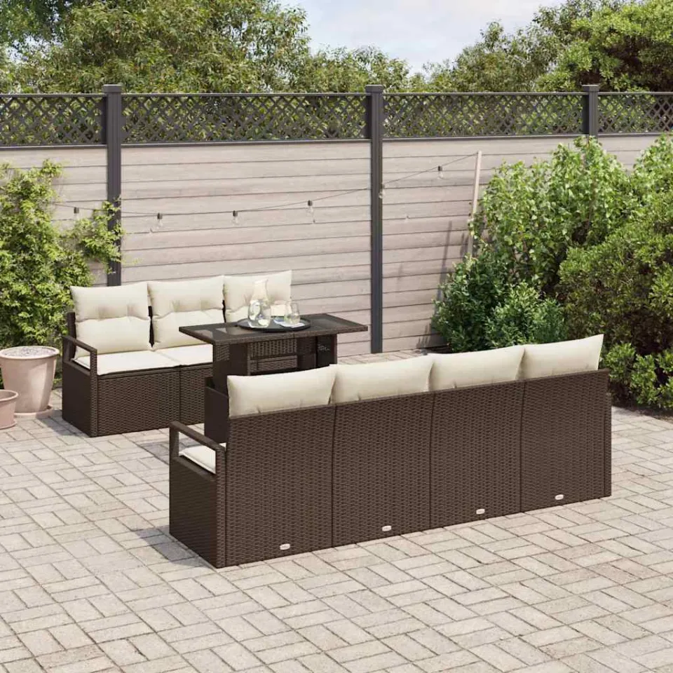 vidaXL Tuin Sofa Set 8 st Bruin Poly riet, foto 3