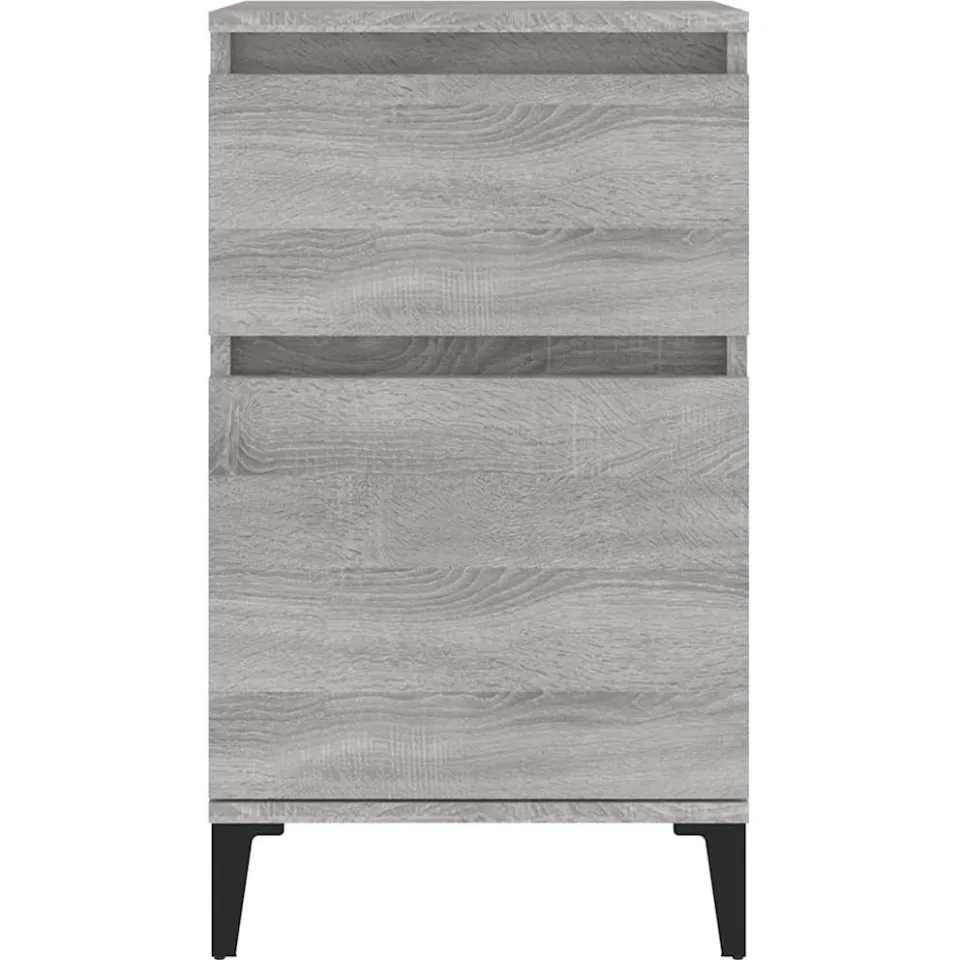 vidaXL Nachtkastjes 2 st 40x35x70 cm bewerkt hout grijs sonoma eiken, foto 4