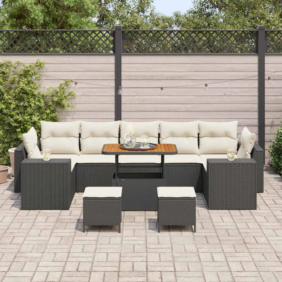 vidaXL Tuin Sofa Set 10 st Zwart poly rattan, foto 3